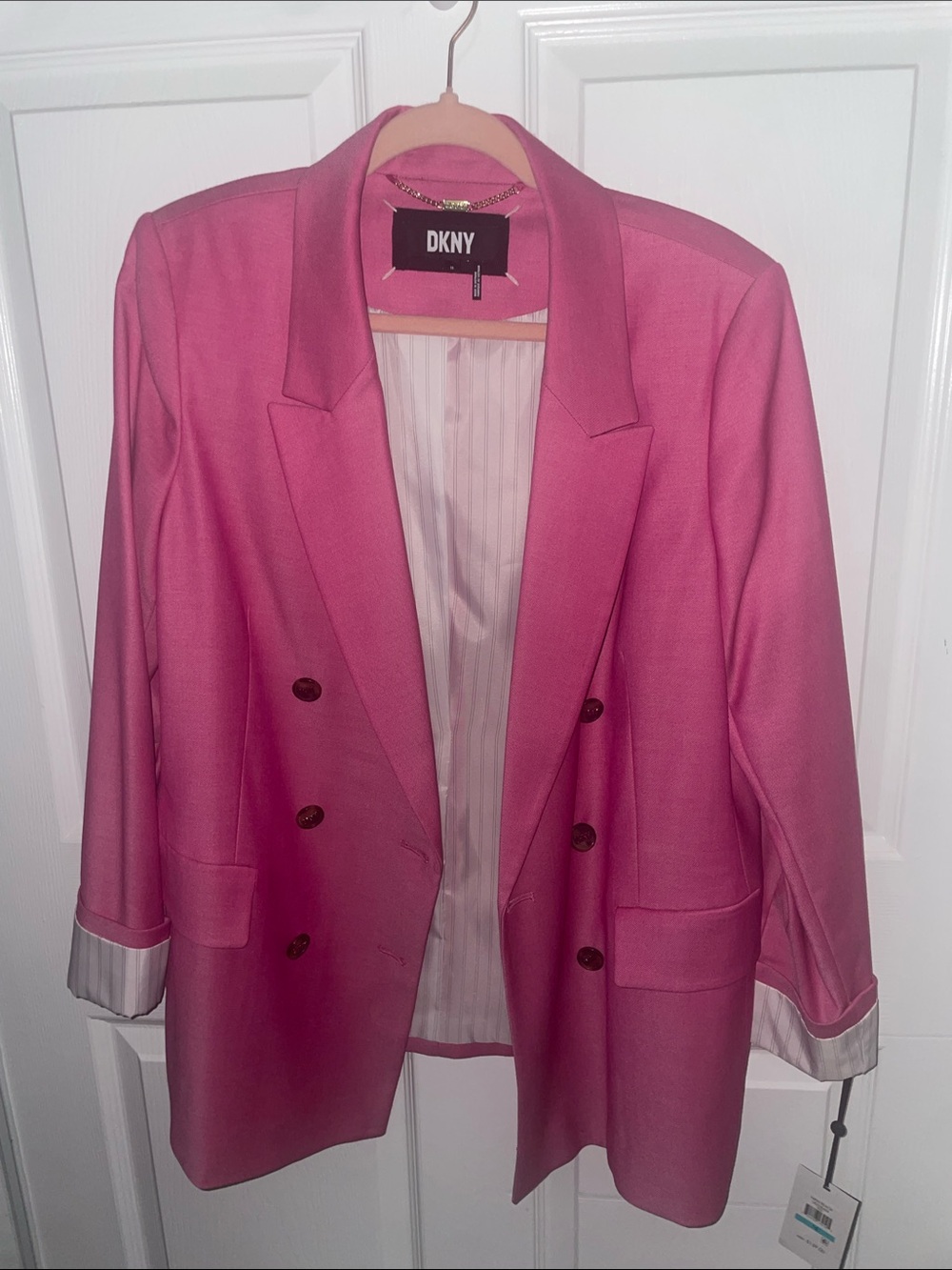 DKNY Pink Double-Breasted Blazer Jacket